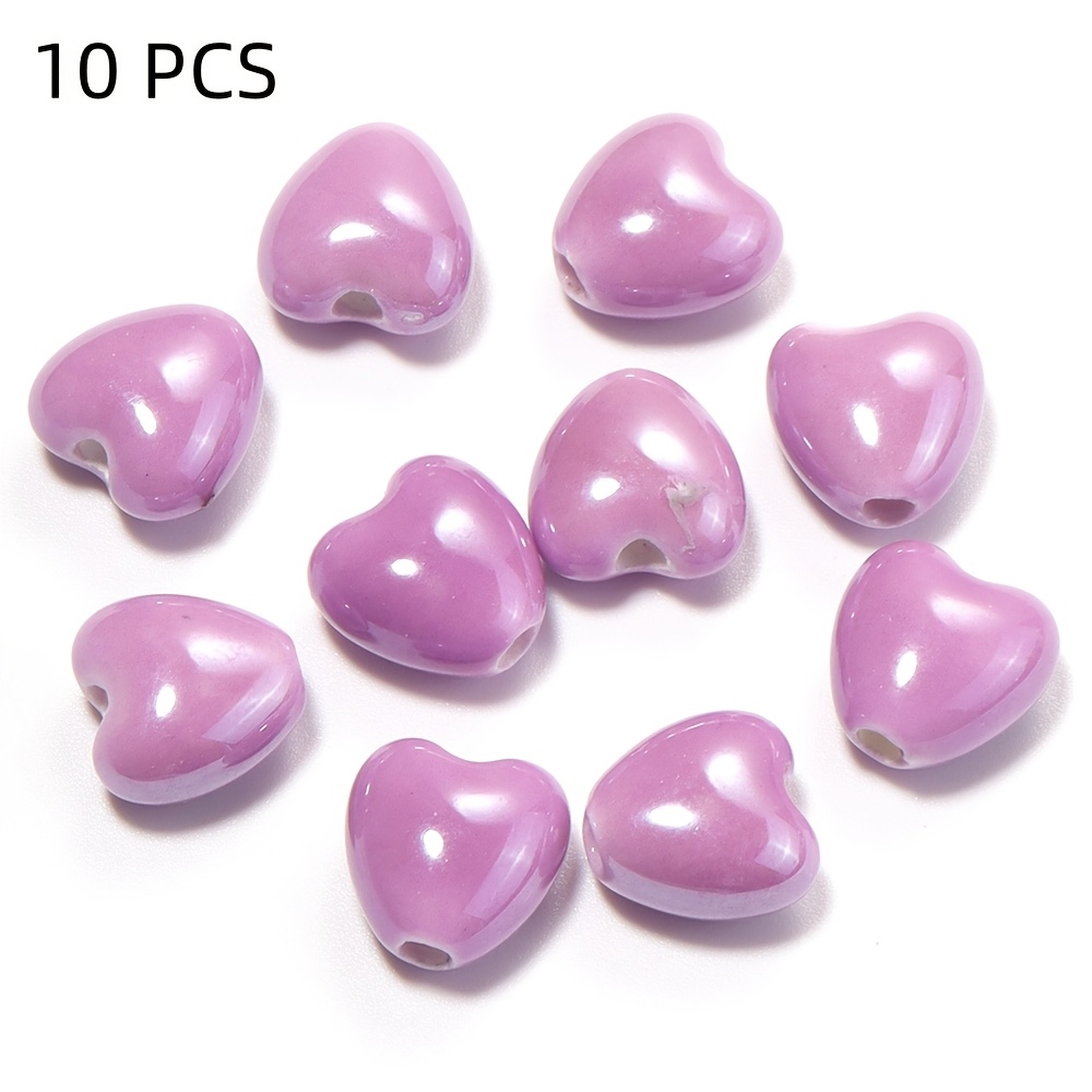 10pcs Multicolor Heart Loose Beads for DIY Jewelry Making